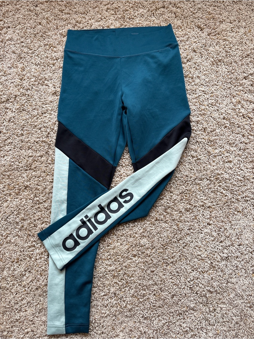Adidas 7/8 Leggings Design 2 Move Colorblock Teal Sz S